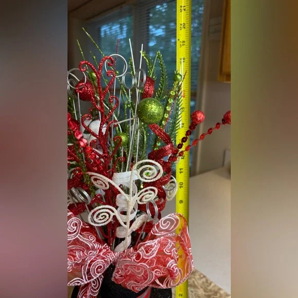 Festive Snowman Holiday Arrangement with Red and Green Accents Card Photo Holder - Picture 5 of 9